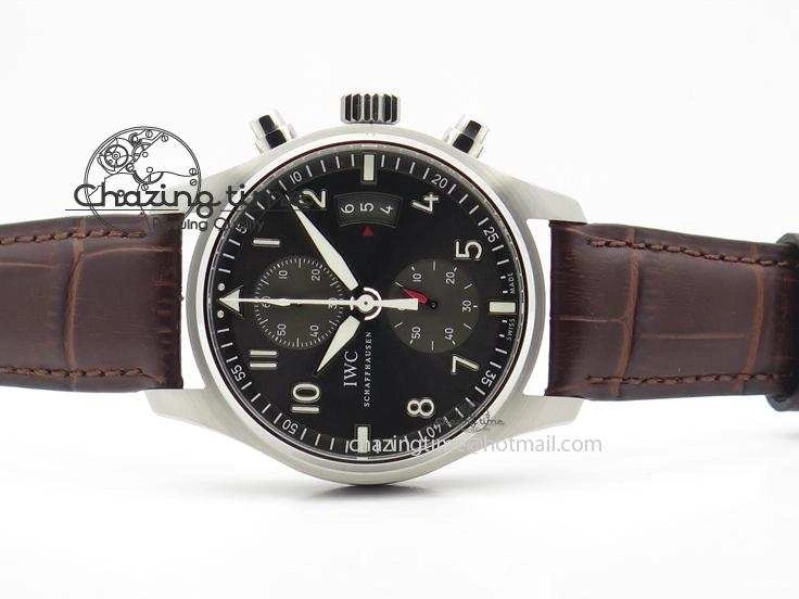 MIROTIME 0822 Cozy Pilot Chrono SS IW387802 V6F 1:1 Best Edition On Brown Leather Strap A 7323